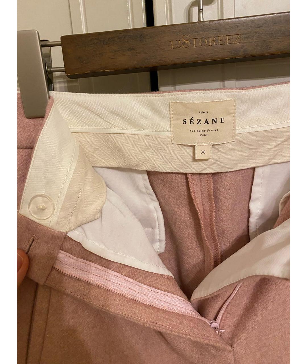 Sezane Розовые шерстяные прямые брюки, фото 3