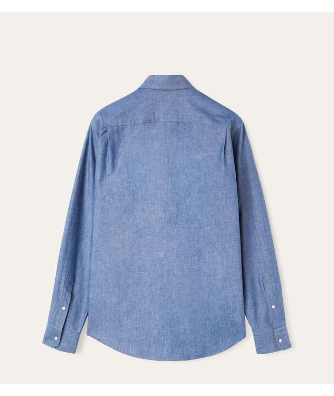 LORO PIANA Синяя хлопковая кэжуал рубашка, фото 2