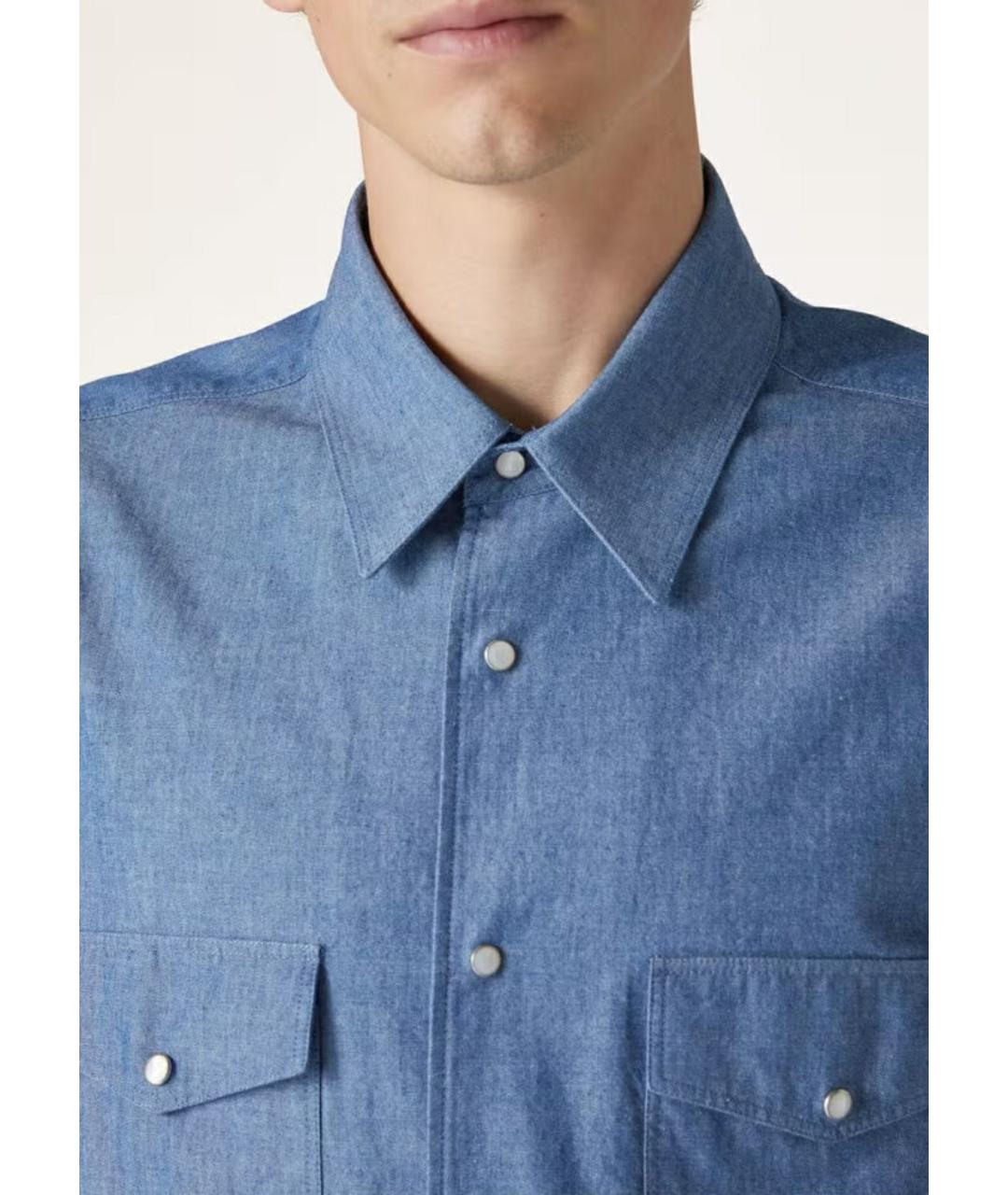 LORO PIANA Синяя хлопковая кэжуал рубашка, фото 5