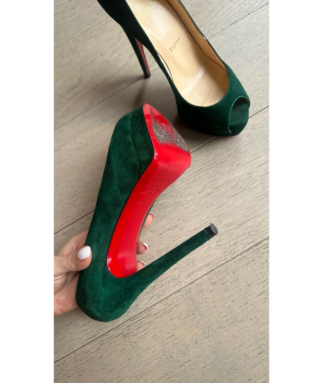 CHRISTIAN LOUBOUTIN Зеленые замшевые туфли, фото 6