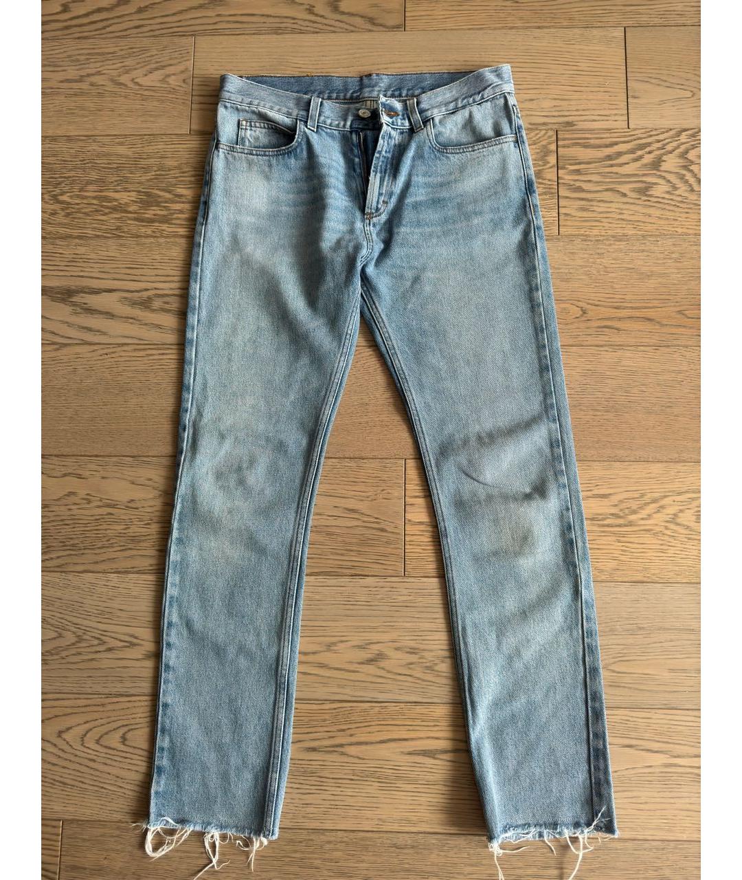 GUCCI Голубые хлопковые прямые джинсы, фото 7