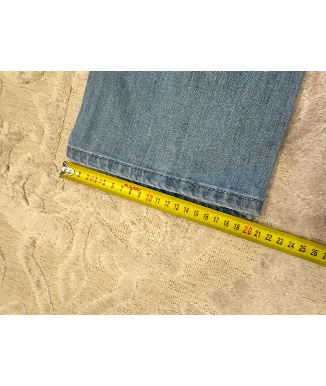 CANALI Голубые хлопко-эластановые прямые джинсы, фото 4