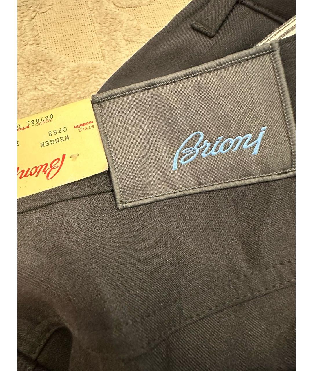 BRIONI Черные хлопко-эластановые повседневные брюки, фото 7