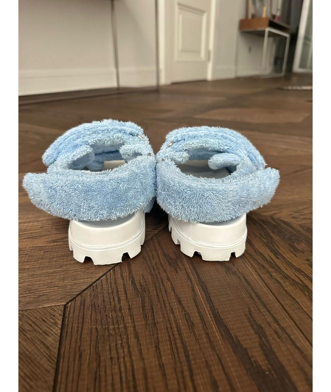 MIU MIU Голубые текстильные сандалии, фото 4