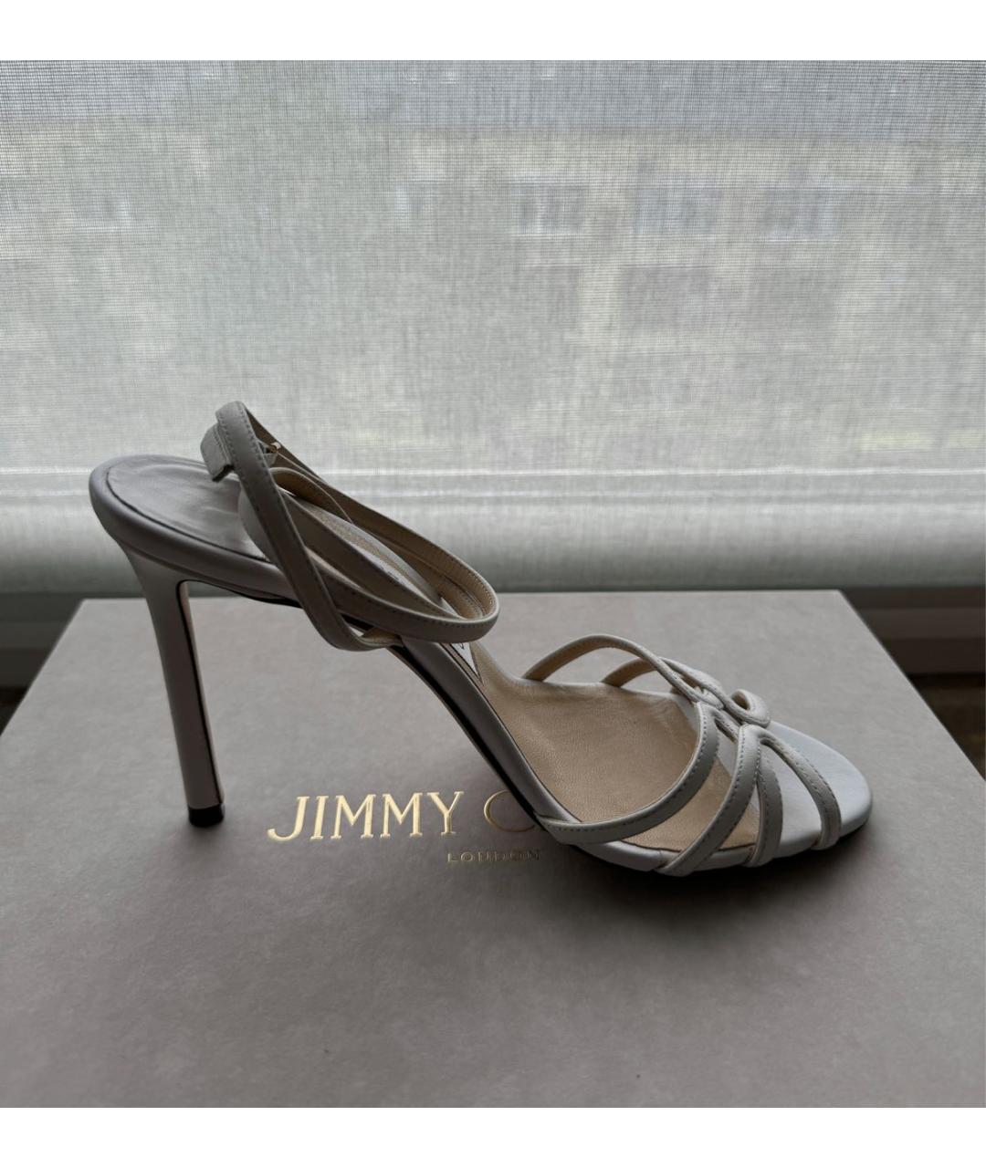 JIMMY CHOO Белые кожаные босоножки, фото 8