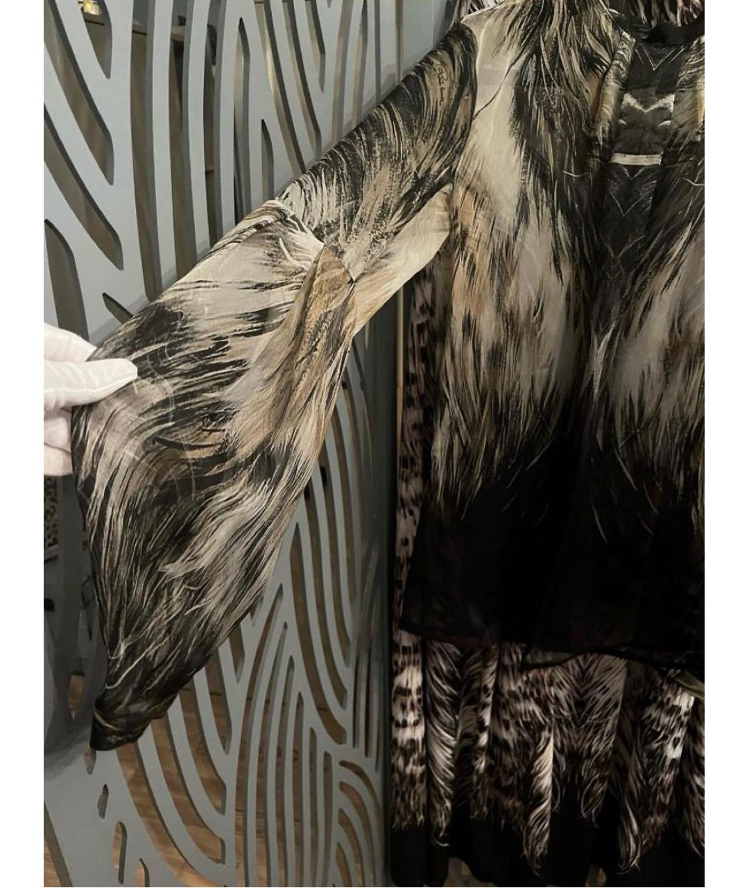 ROBERTO CAVALLI Антрацитовый шелковый костюм с юбками, фото 4