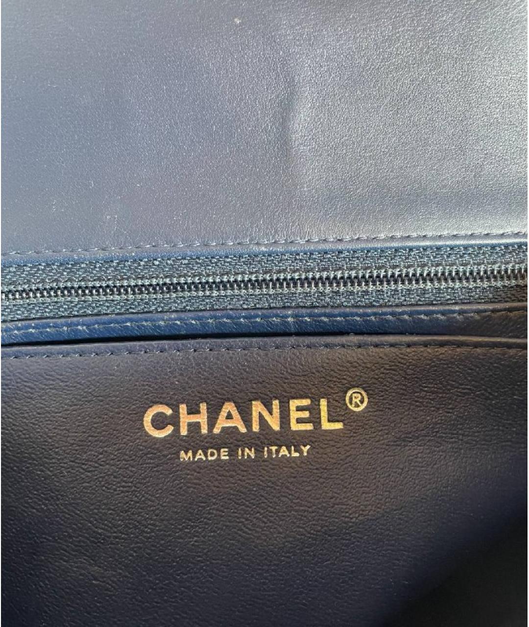 CHANEL PRE-OWNED Темно-синяя сумка через плечо из лакированной кожи, фото 8