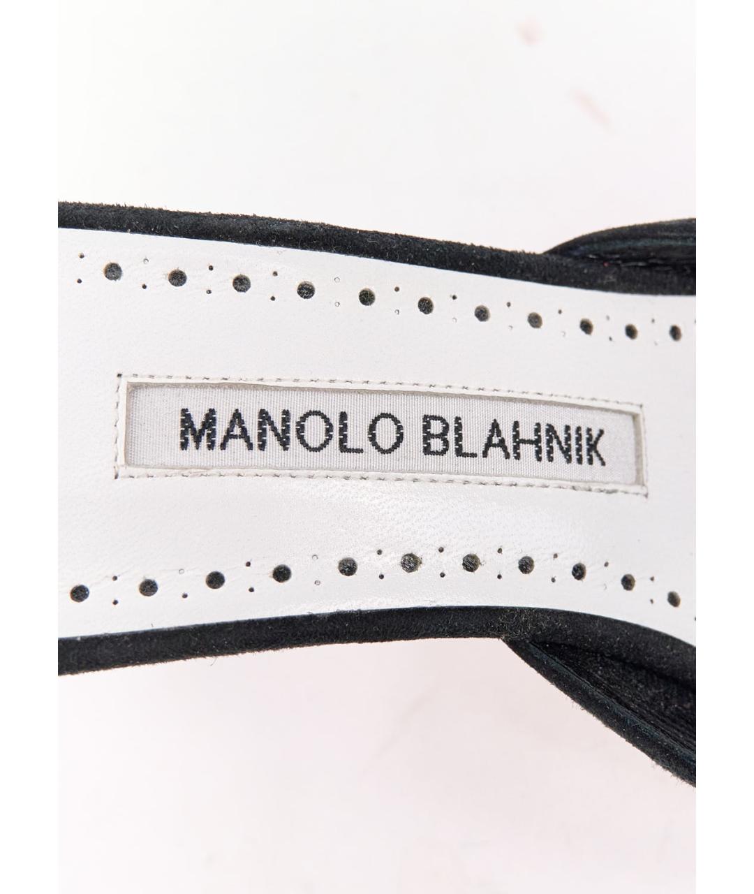 MANOLO BLAHNIK Черные замшевые мюли, фото 5