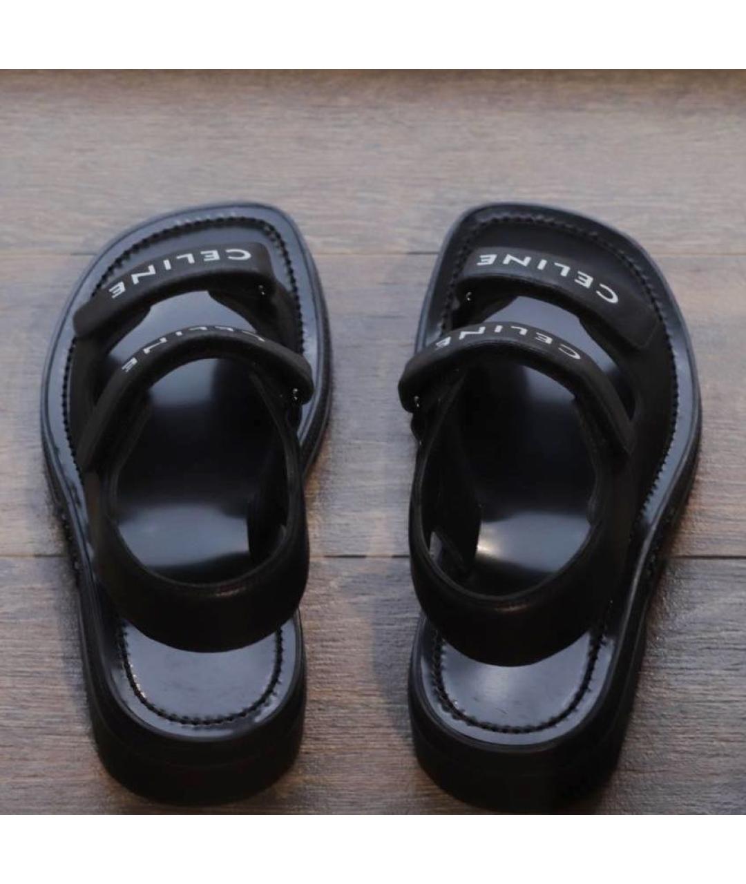 CELINE Черные кожаные сандалии, фото 4