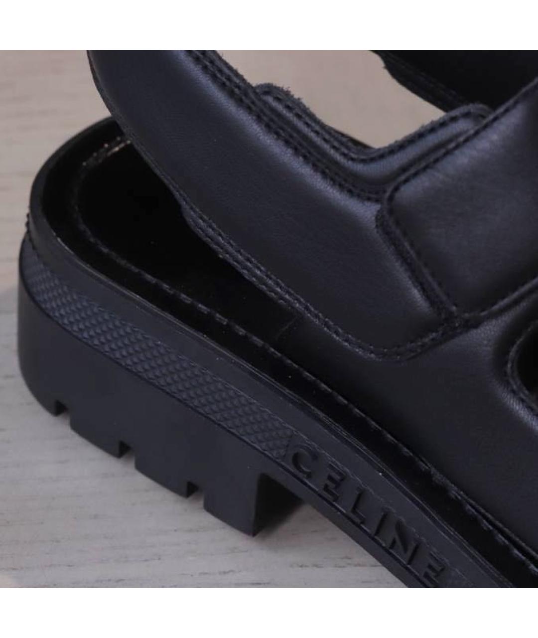 CELINE Черные кожаные сандалии, фото 7