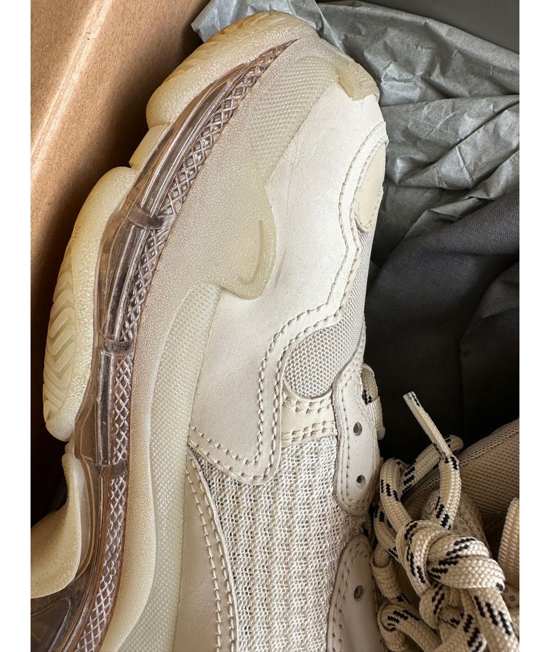 BALENCIAGA Бежевые кожаные кроссовки, фото 5