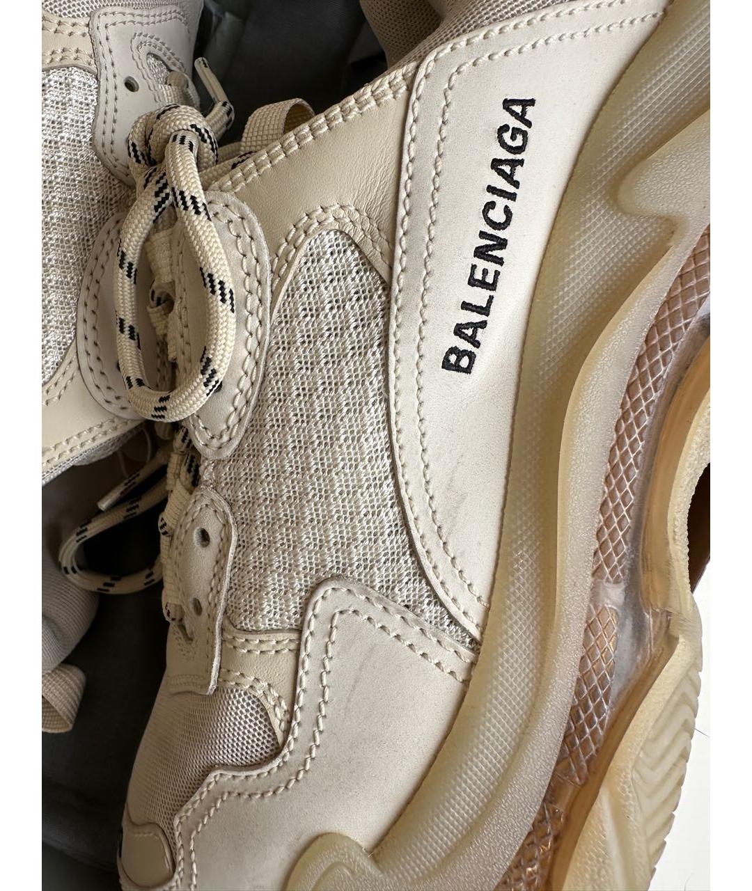 BALENCIAGA Бежевые кожаные кроссовки, фото 4