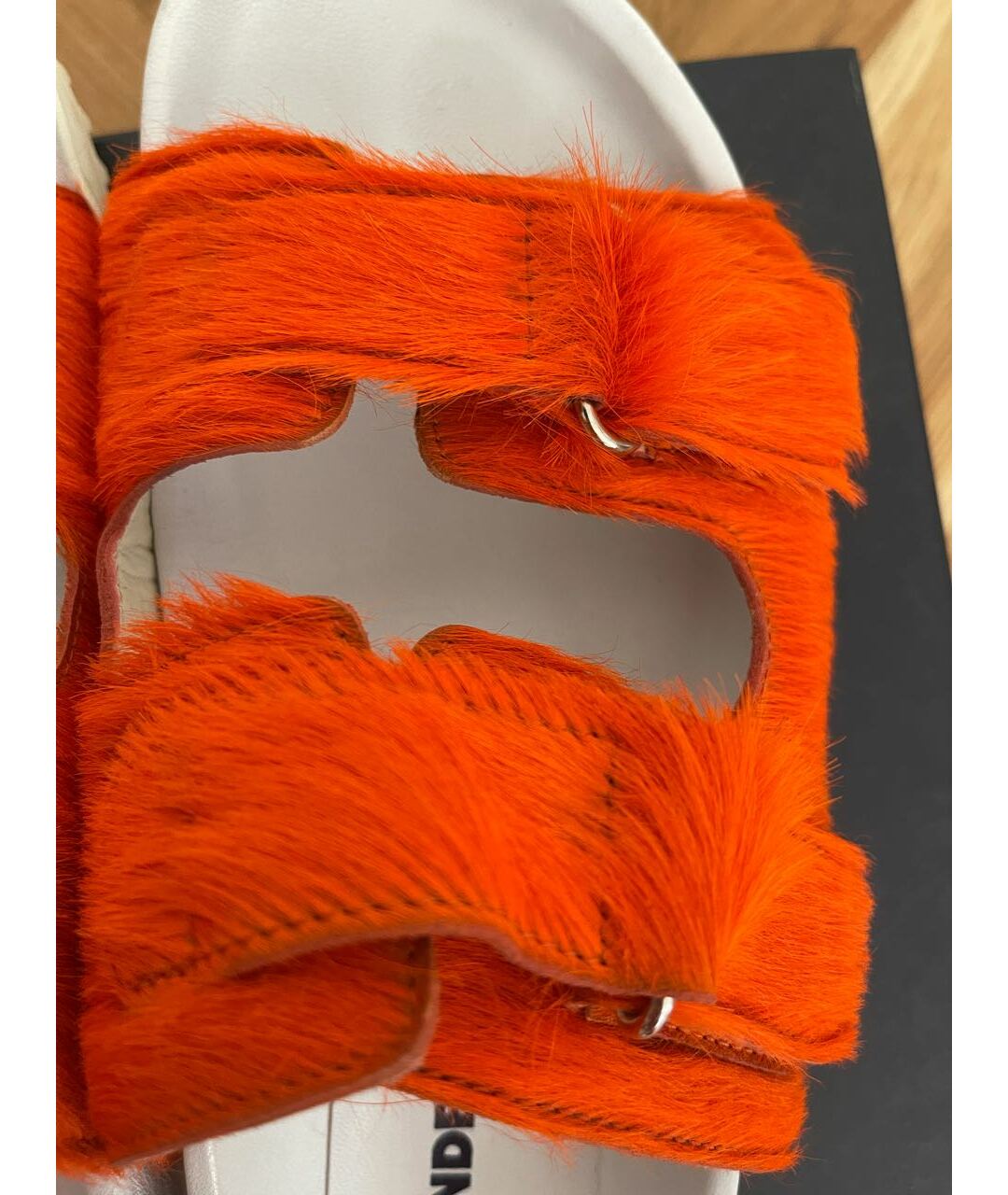 JIL SANDER NAVY Оранжевое кожаные сандалии, фото 5