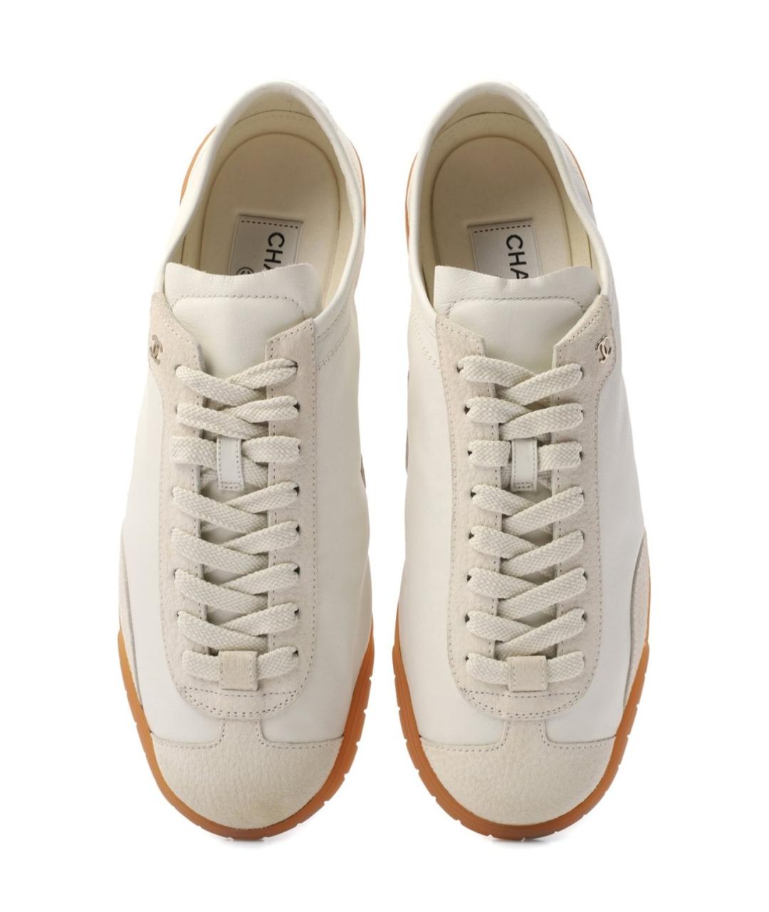 CHANEL Белые кожаные кроссовки, фото 5