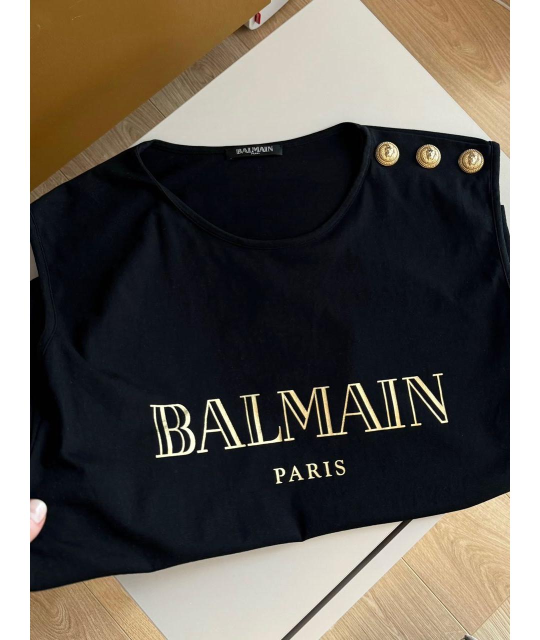 BALMAIN Черная хлопковая майка, фото 4