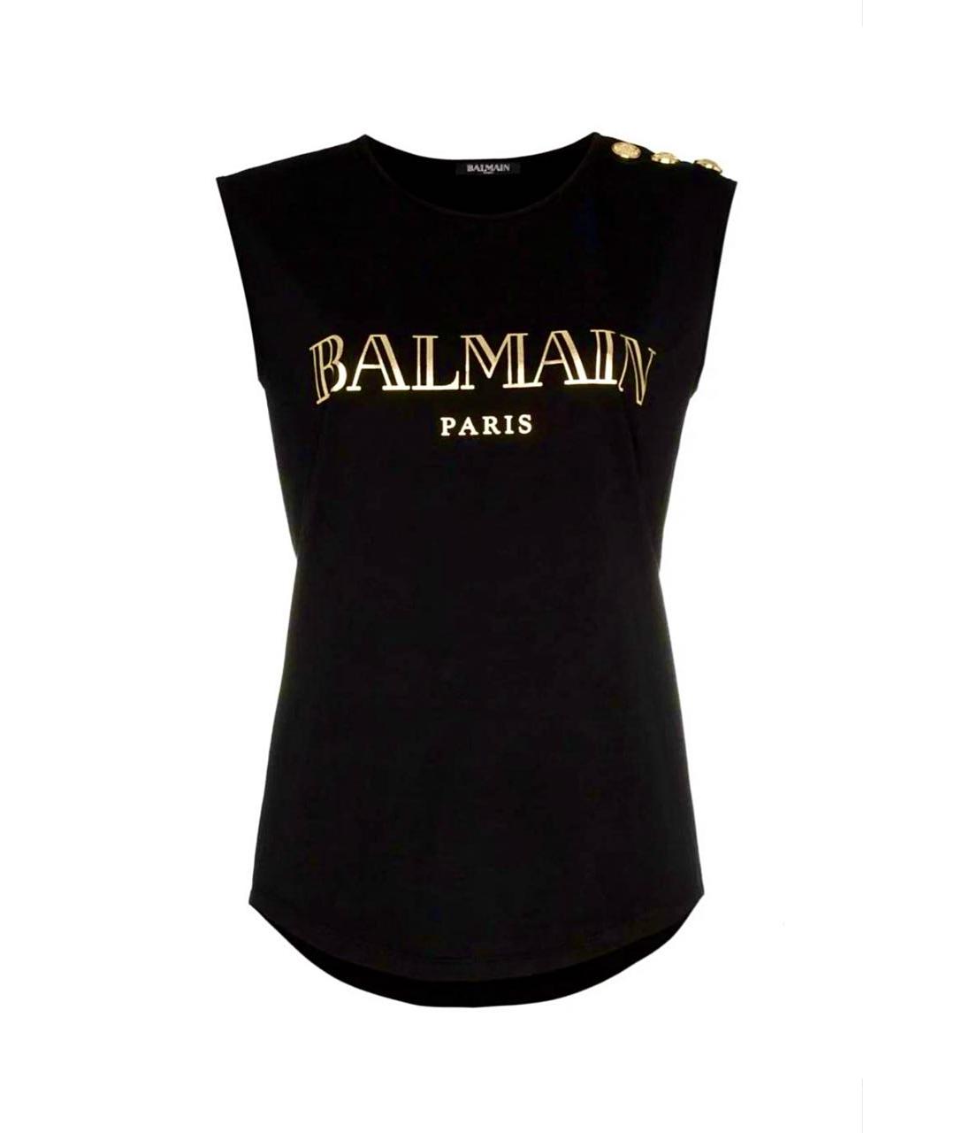 BALMAIN Черная хлопковая майка, фото 1