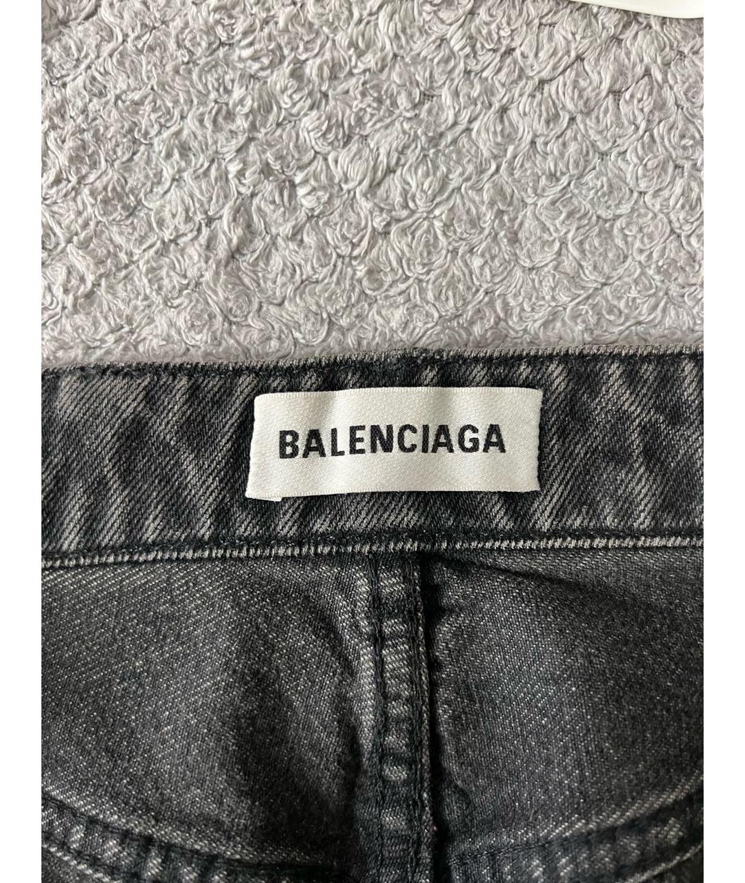 BALENCIAGA Антрацитовые хлопковые прямые джинсы, фото 4