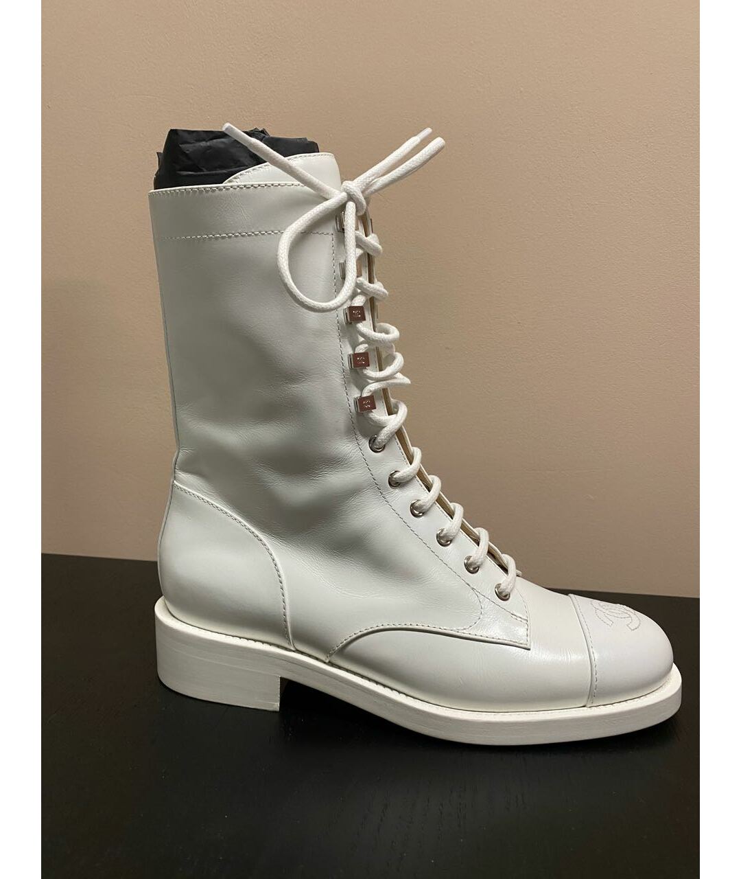 CHANEL PRE-OWNED Белые кожаные ботинки, фото 5