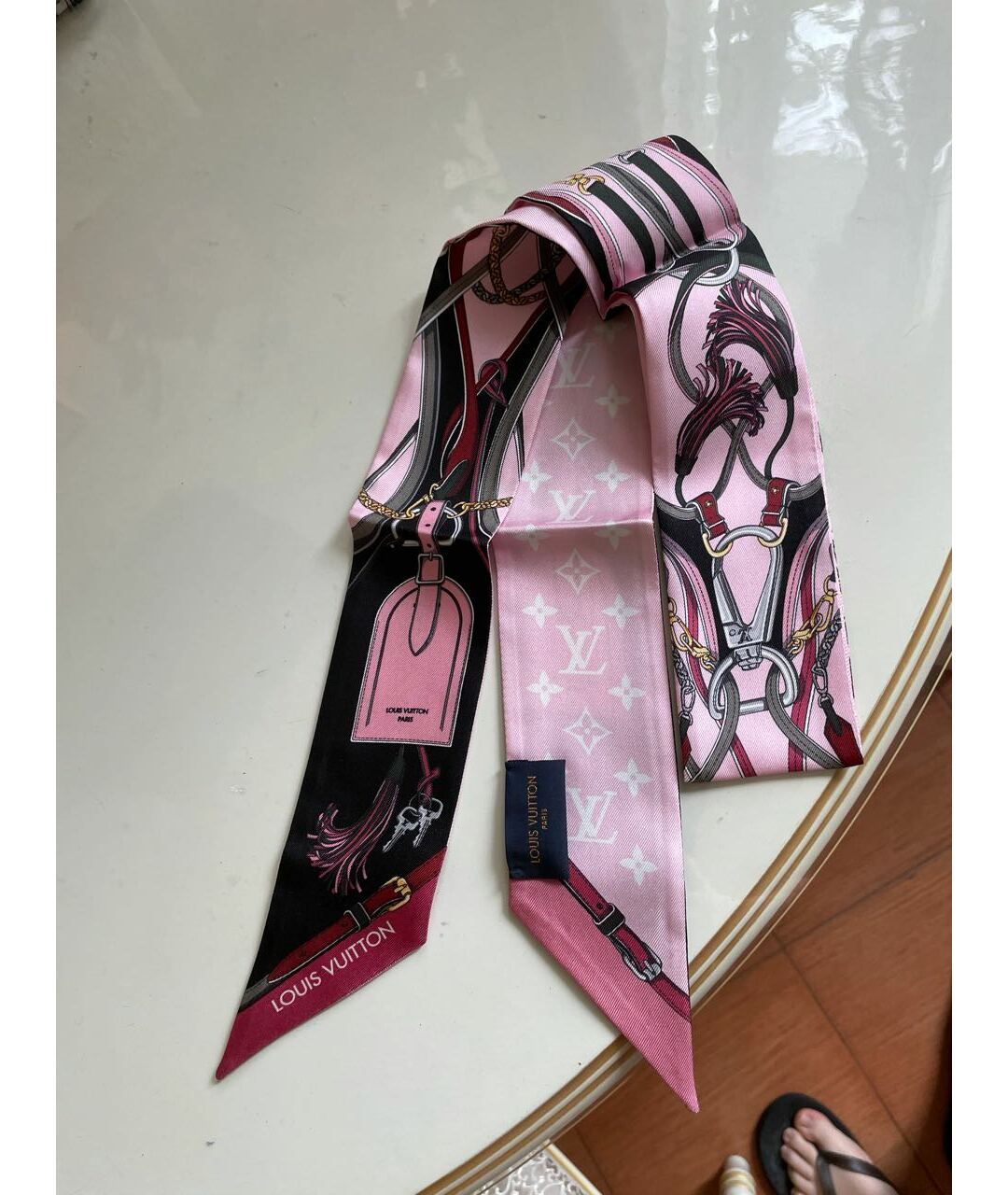 LOUIS VUITTON PRE-OWNED Розовый шелковый шарф, фото 7