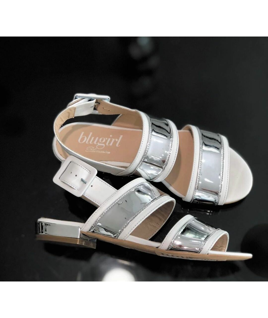 BLUGIRL Белые кожаные сандалии, фото 4