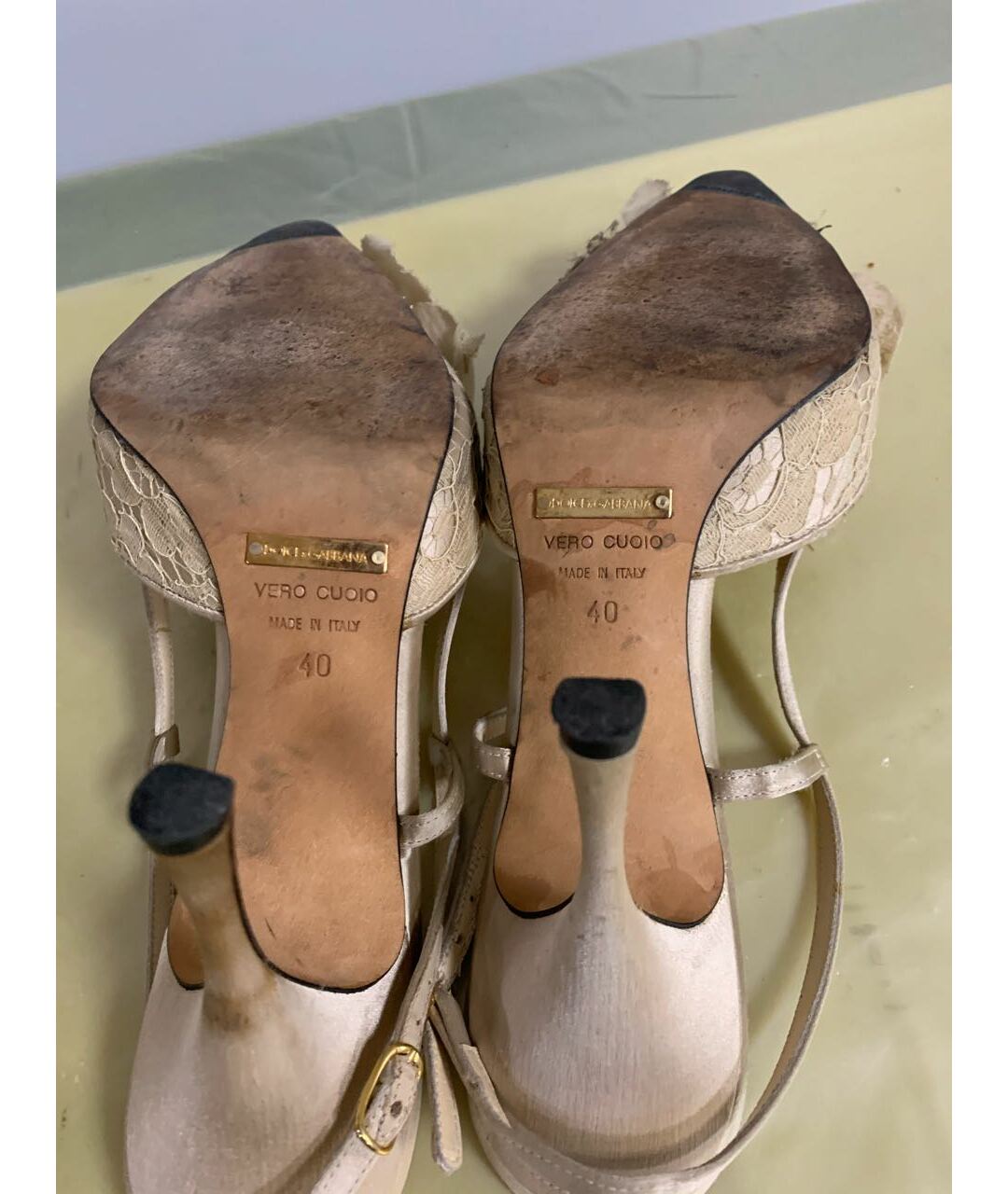 DOLCE&GABBANA Бежевые кожаные туфли, фото 5