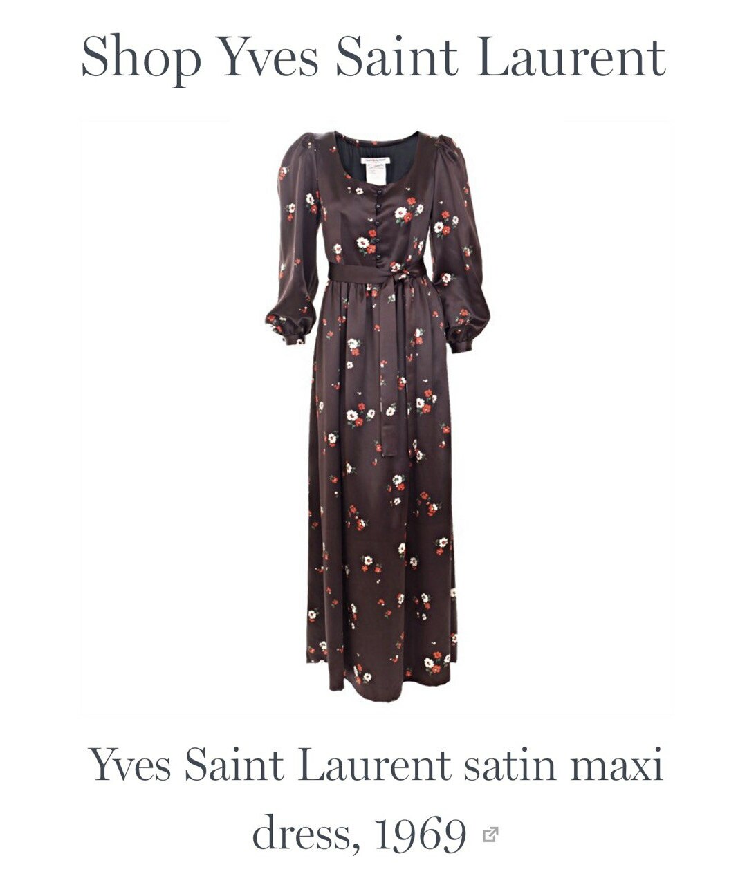 YVES SAINT LAURENT VINTAGE Коричневое шелковое повседневное платье, фото 6