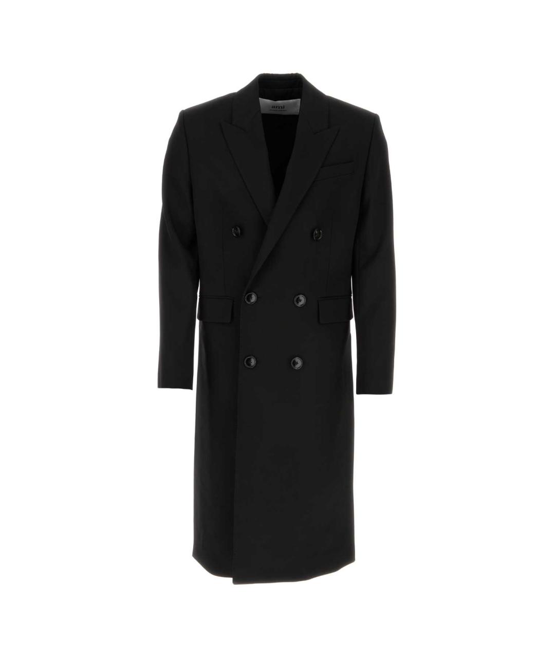 AMI Черное шерстяное пальто, фото 1