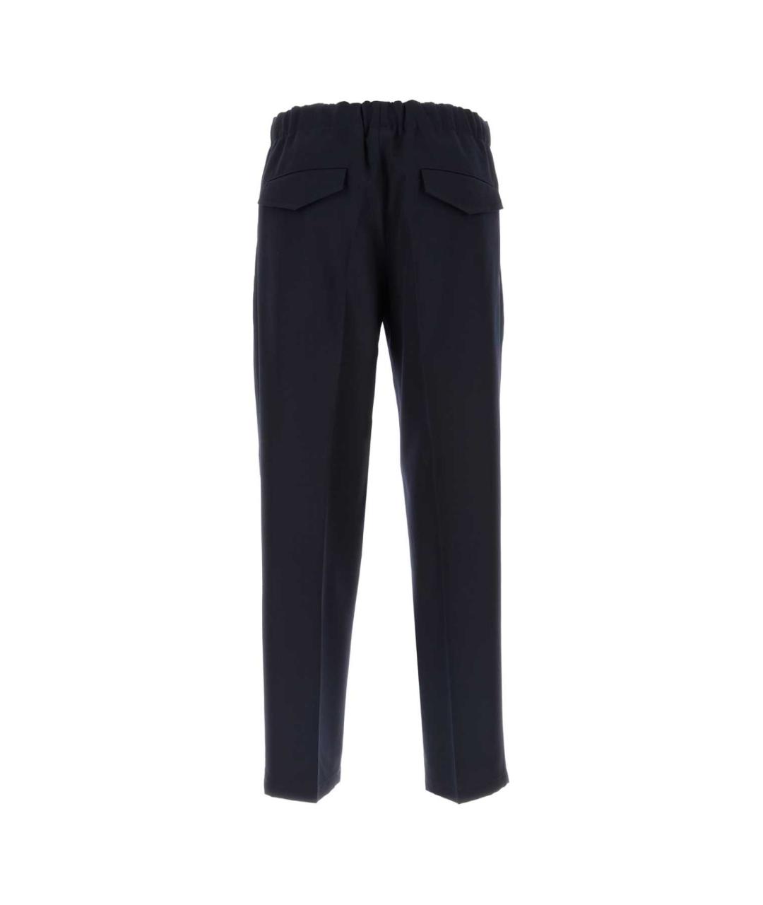 JIL SANDER Темно-синие шерстяные повседневные брюки, фото 2