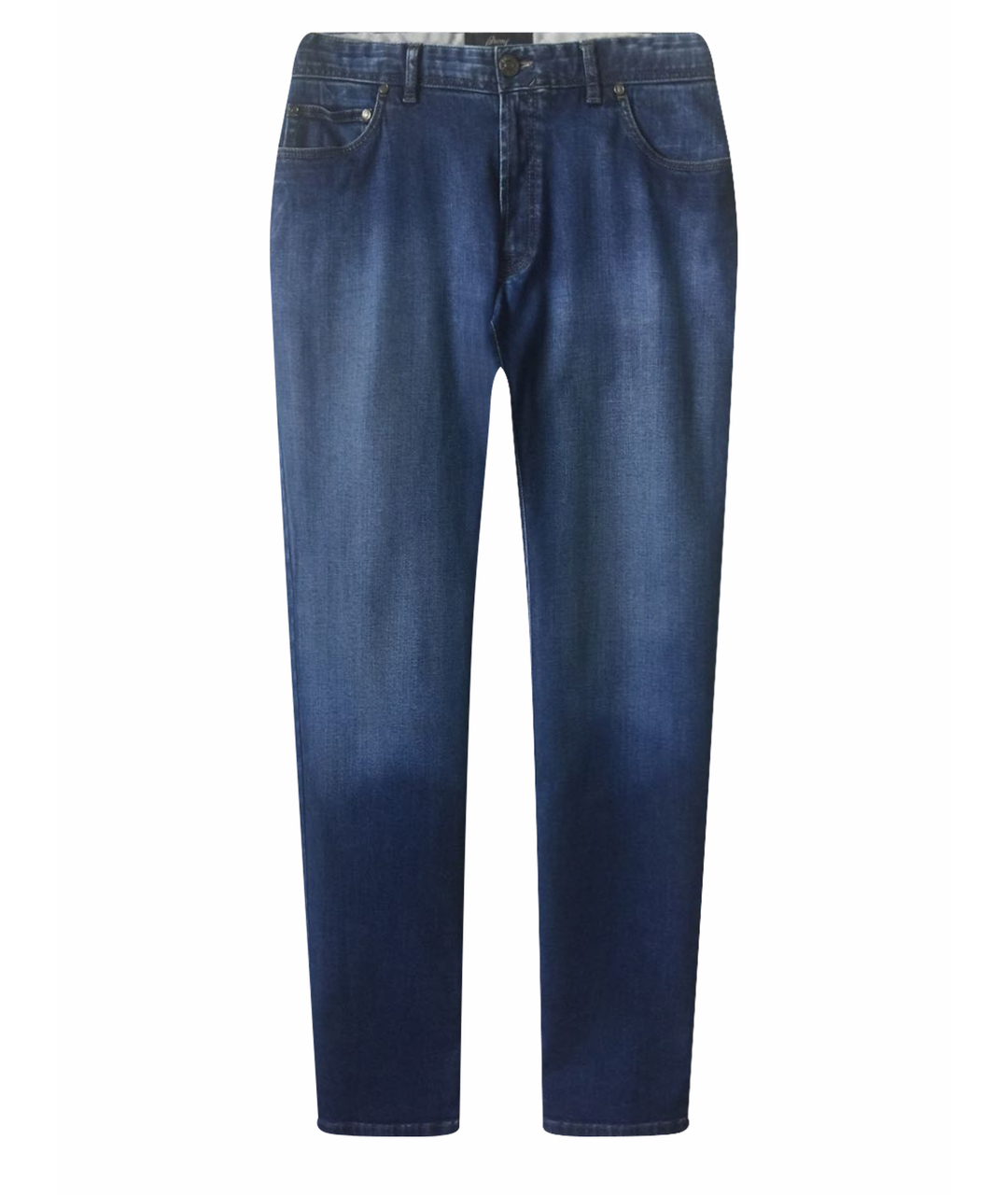 BRIONI Темно-синие хлопко-эластановые прямые джинсы, фото 1