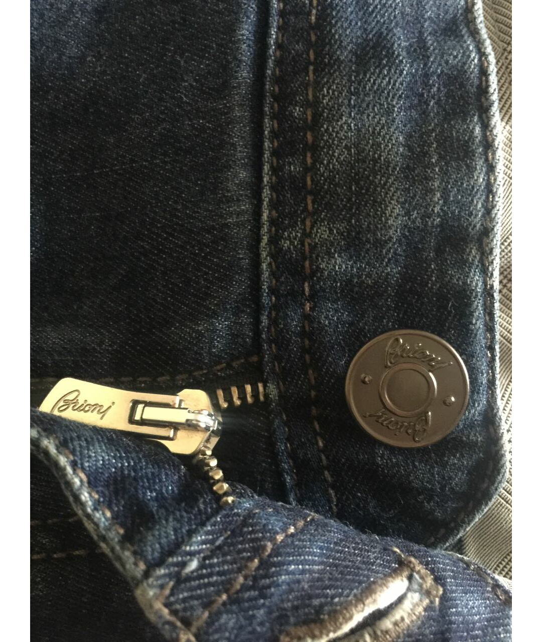 BRIONI Темно-синие хлопко-эластановые прямые джинсы, фото 8