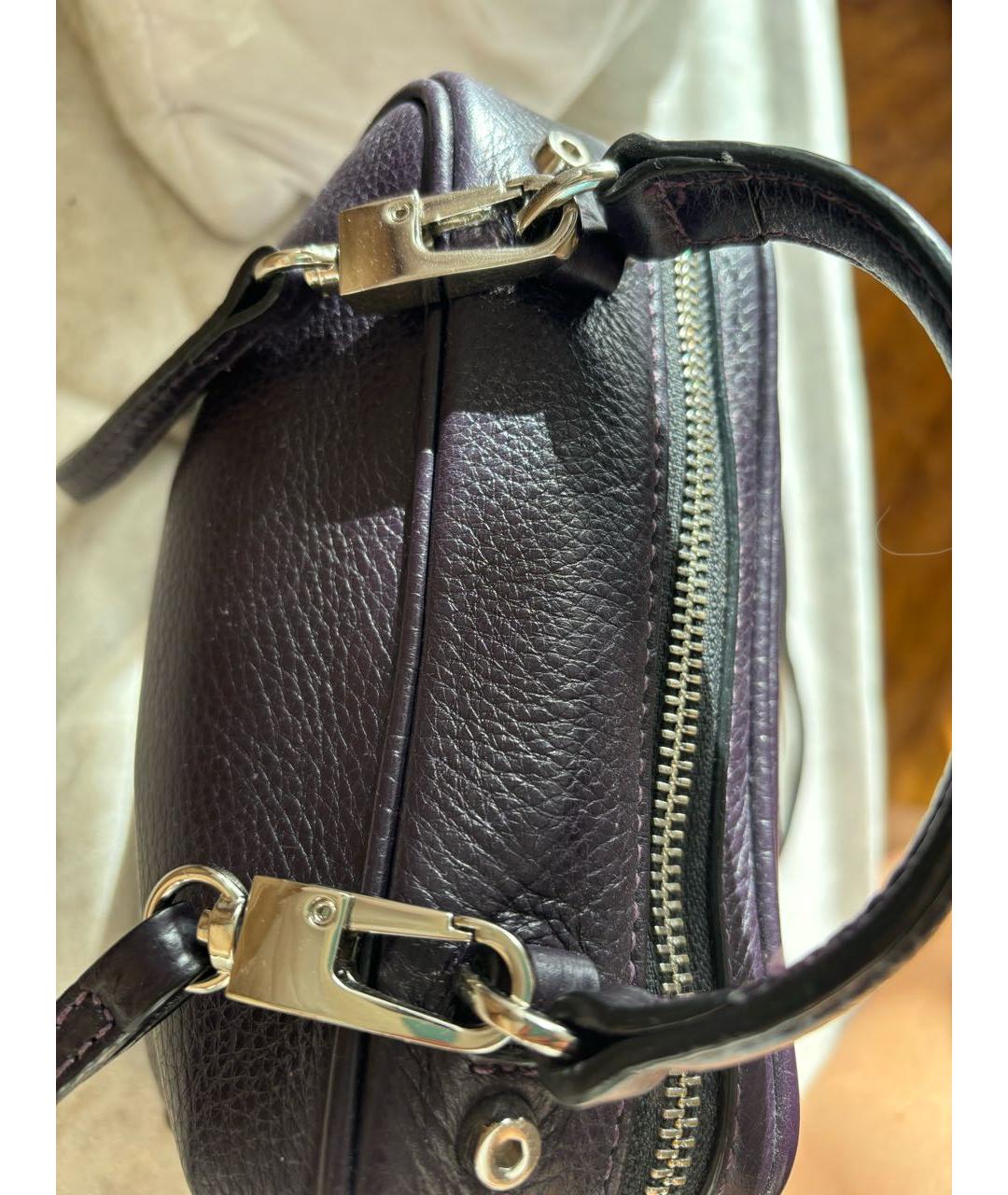 COCCINELLE Фиолетовая кожаная сумка с короткими ручками, фото 5
