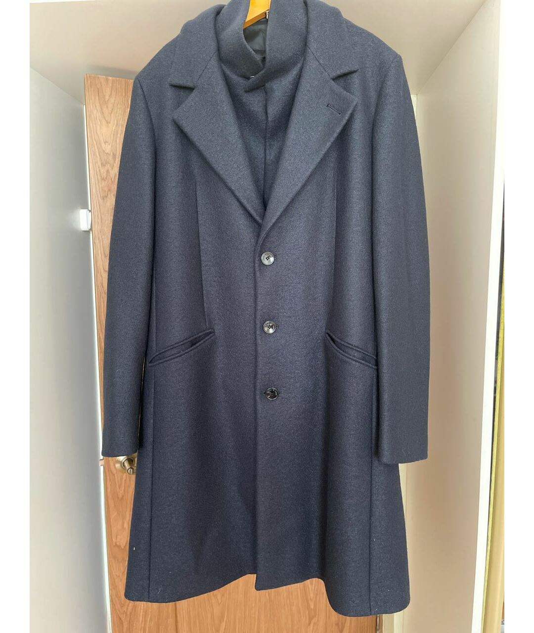 EMPORIO ARMANI Темно-синее шерстяное пальто, фото 9