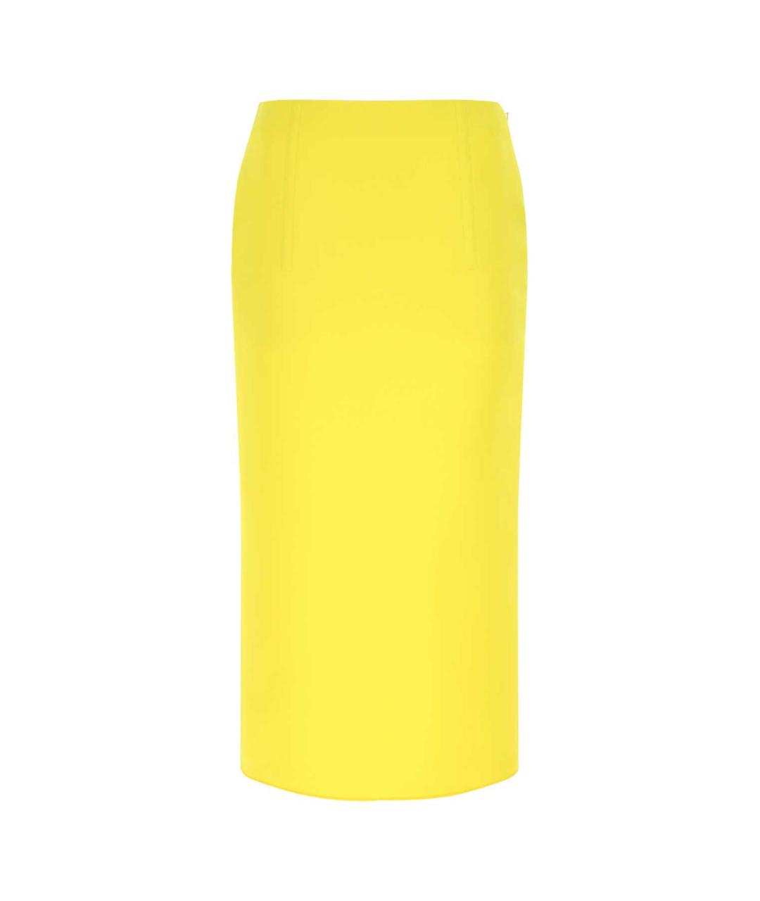 PRADA Желтая шелковая юбка миди, фото 1