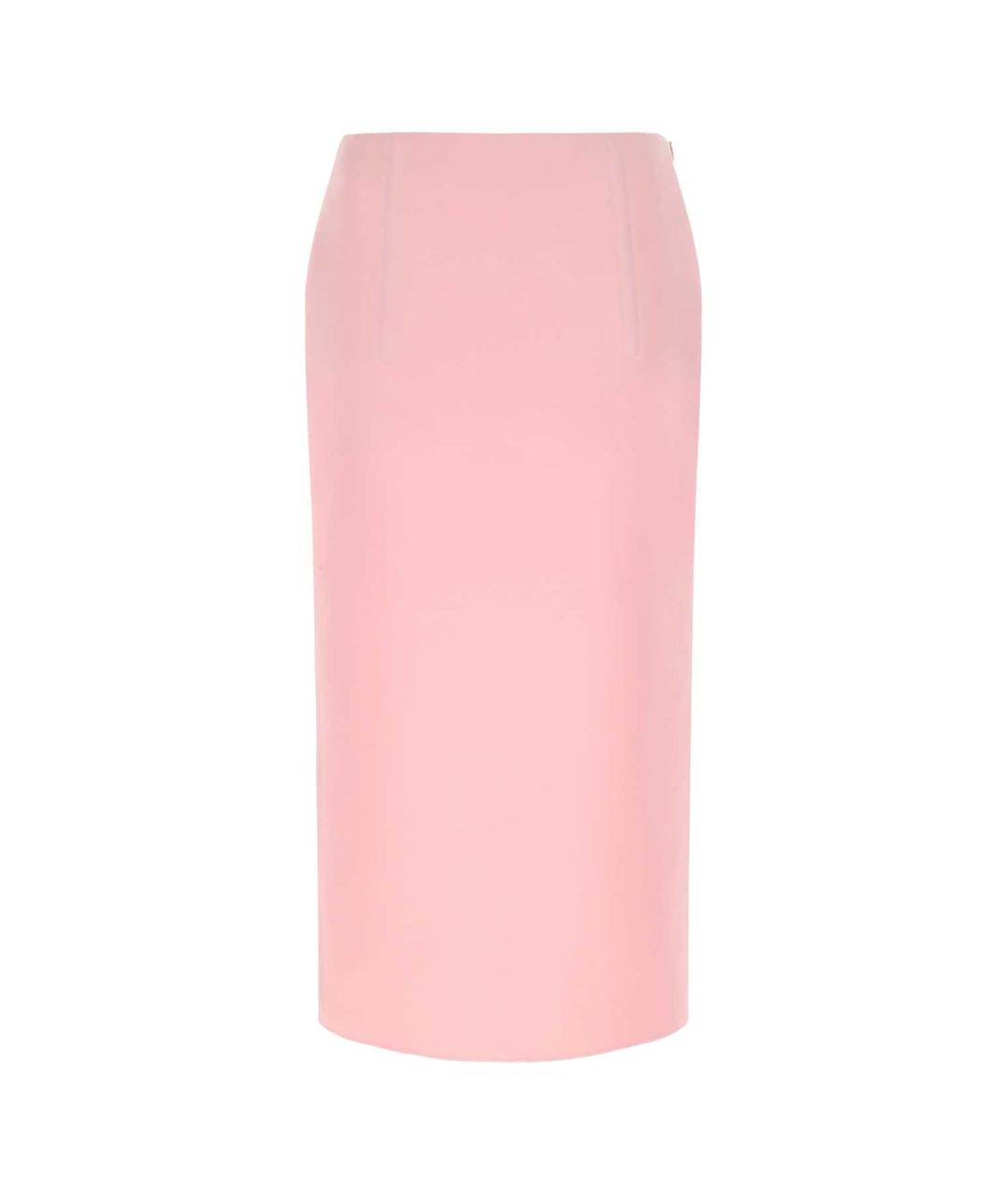 PRADA Розовая шелковая юбка миди, фото 1