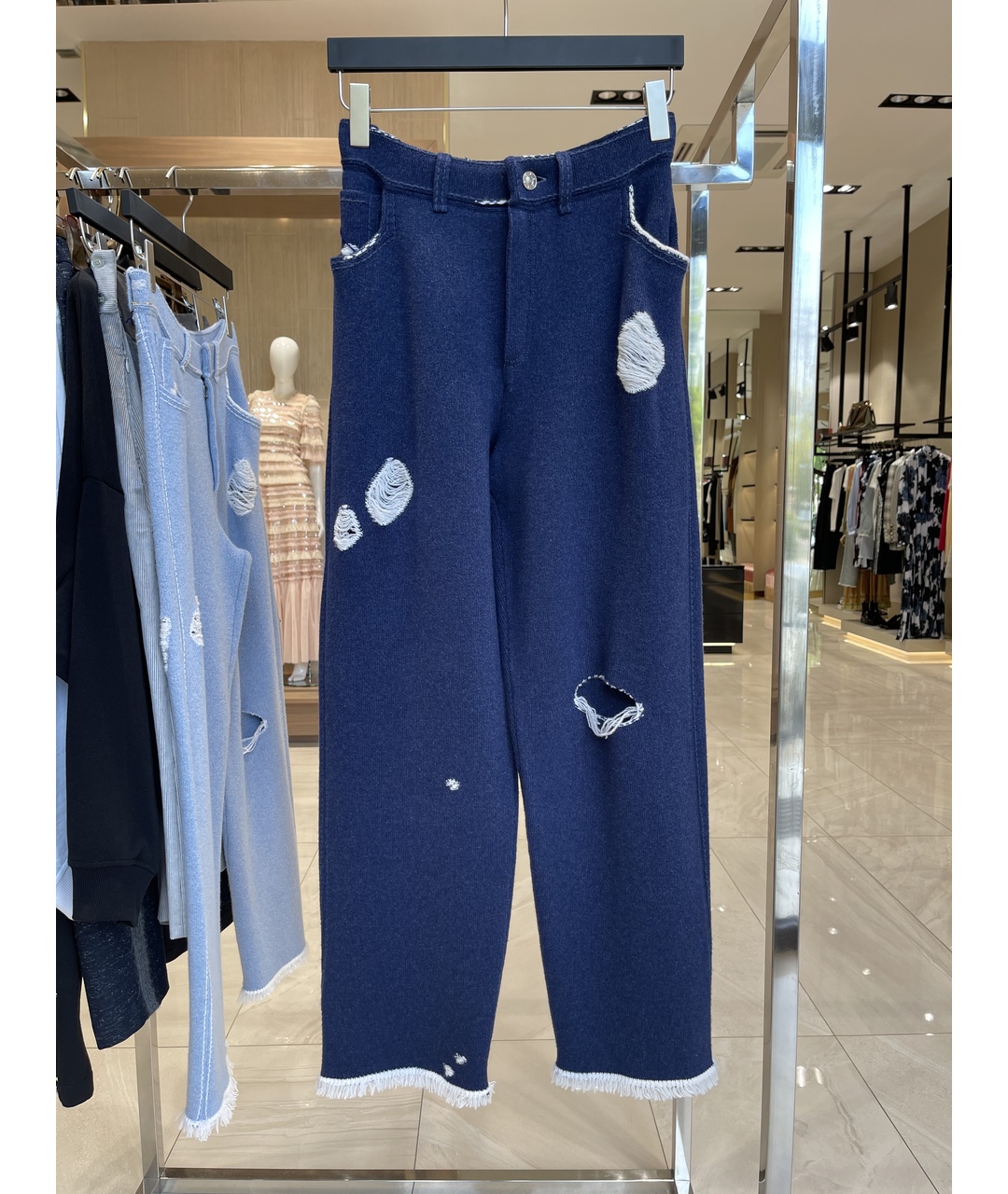 BARRIE Темно-синие кашемировые прямые брюки, фото 4