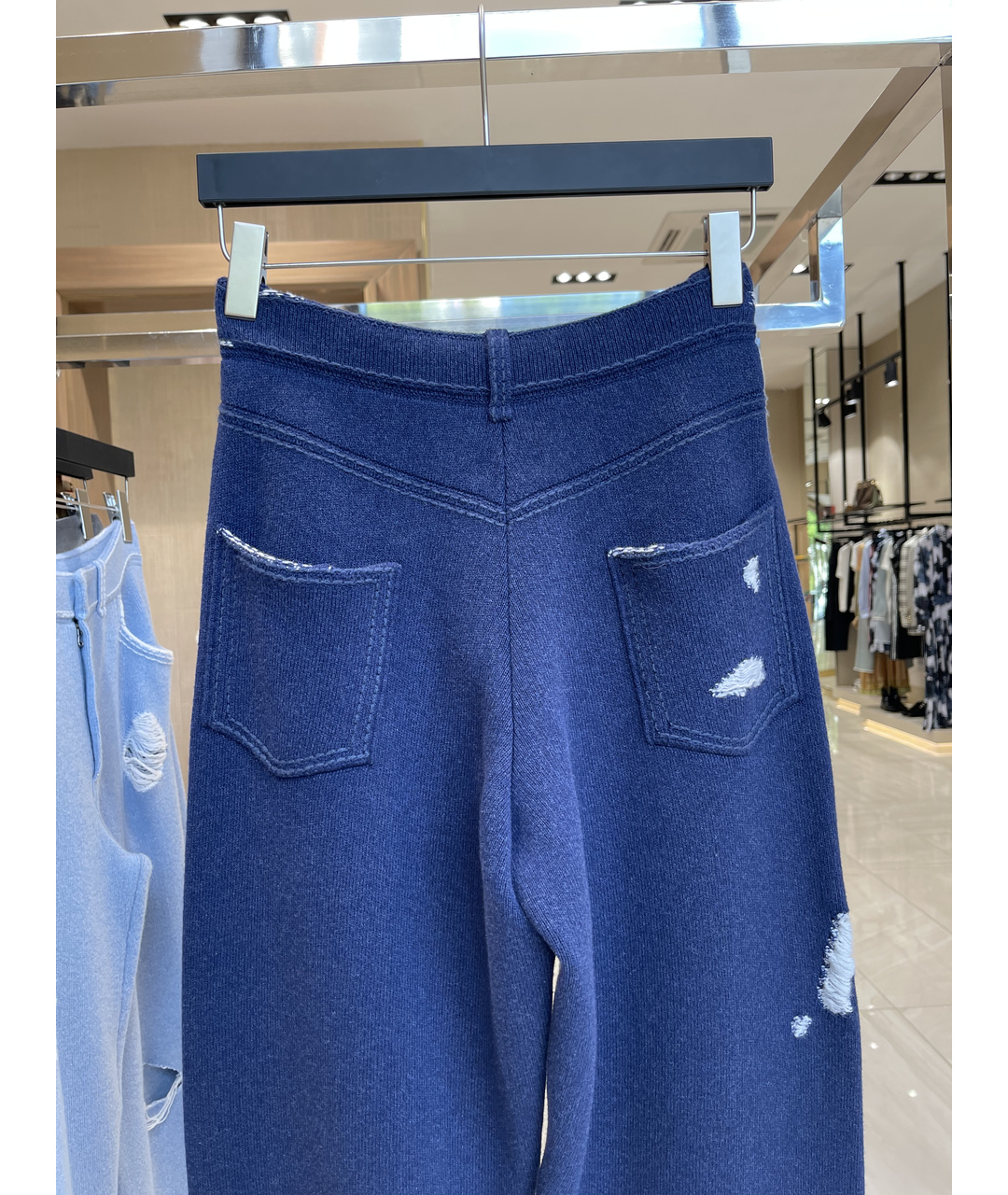 BARRIE Темно-синие кашемировые прямые брюки, фото 3