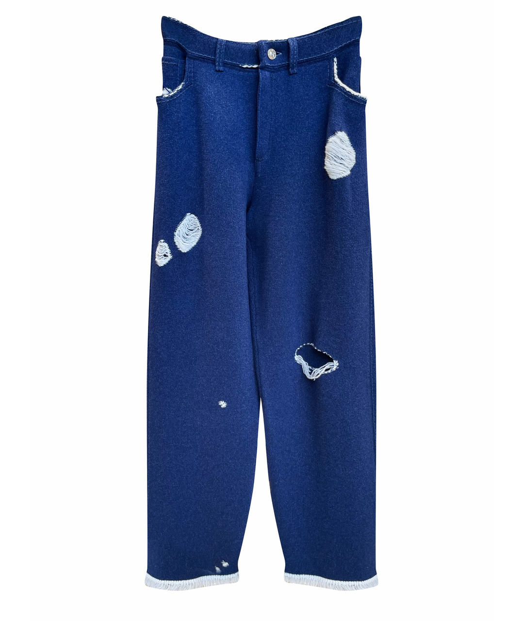 BARRIE Темно-синие кашемировые прямые брюки, фото 1