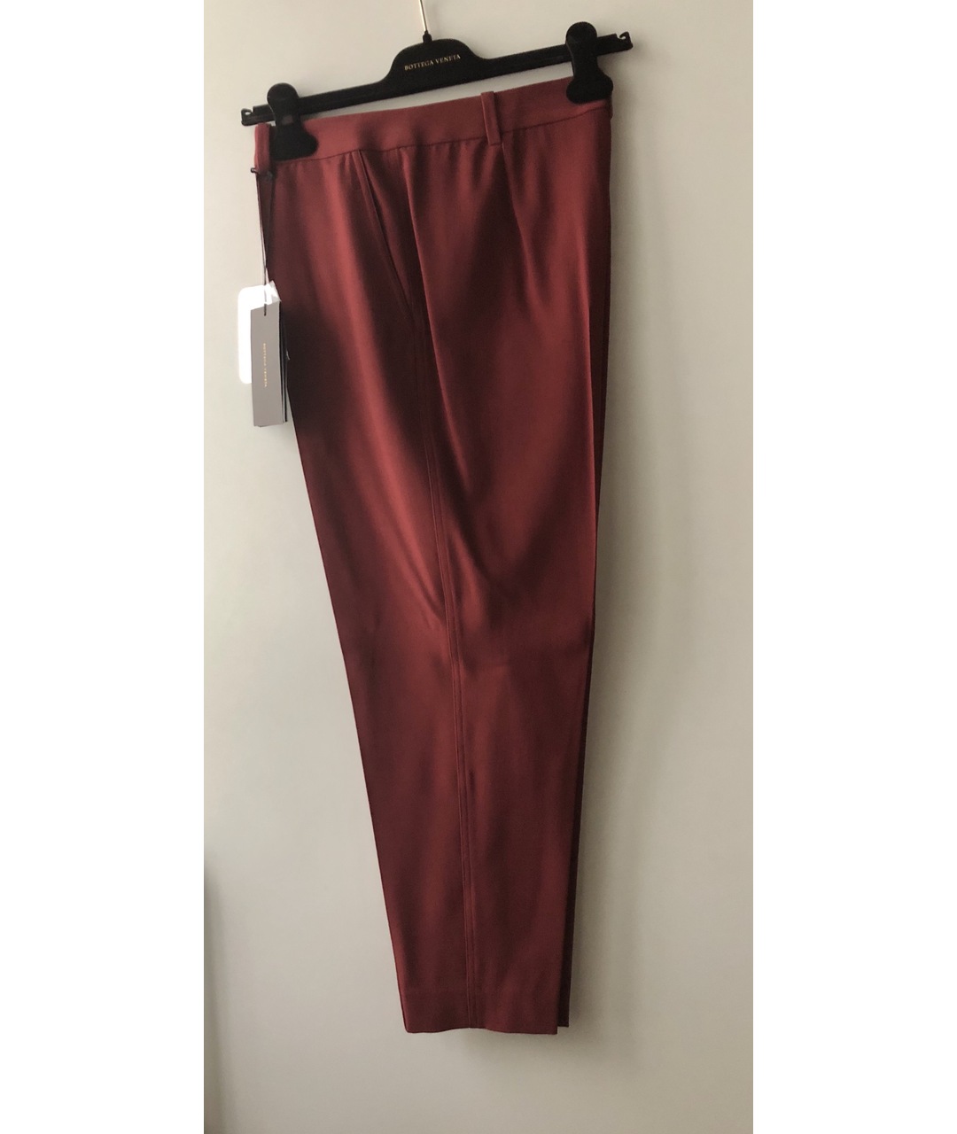 BOTTEGA VENETA Бордовые шерстяные брюки узкие, фото 5