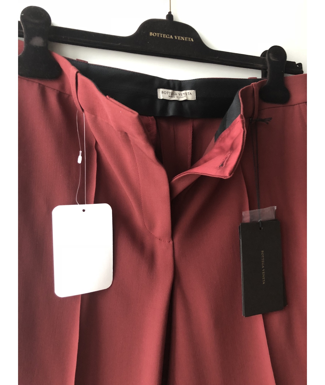 BOTTEGA VENETA Бордовые шерстяные брюки узкие, фото 3
