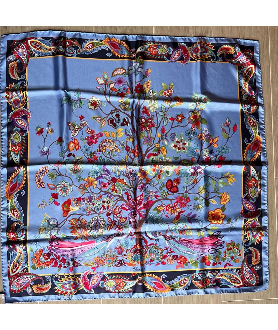 CHOPARD Голубой шелковый платок, фото 7