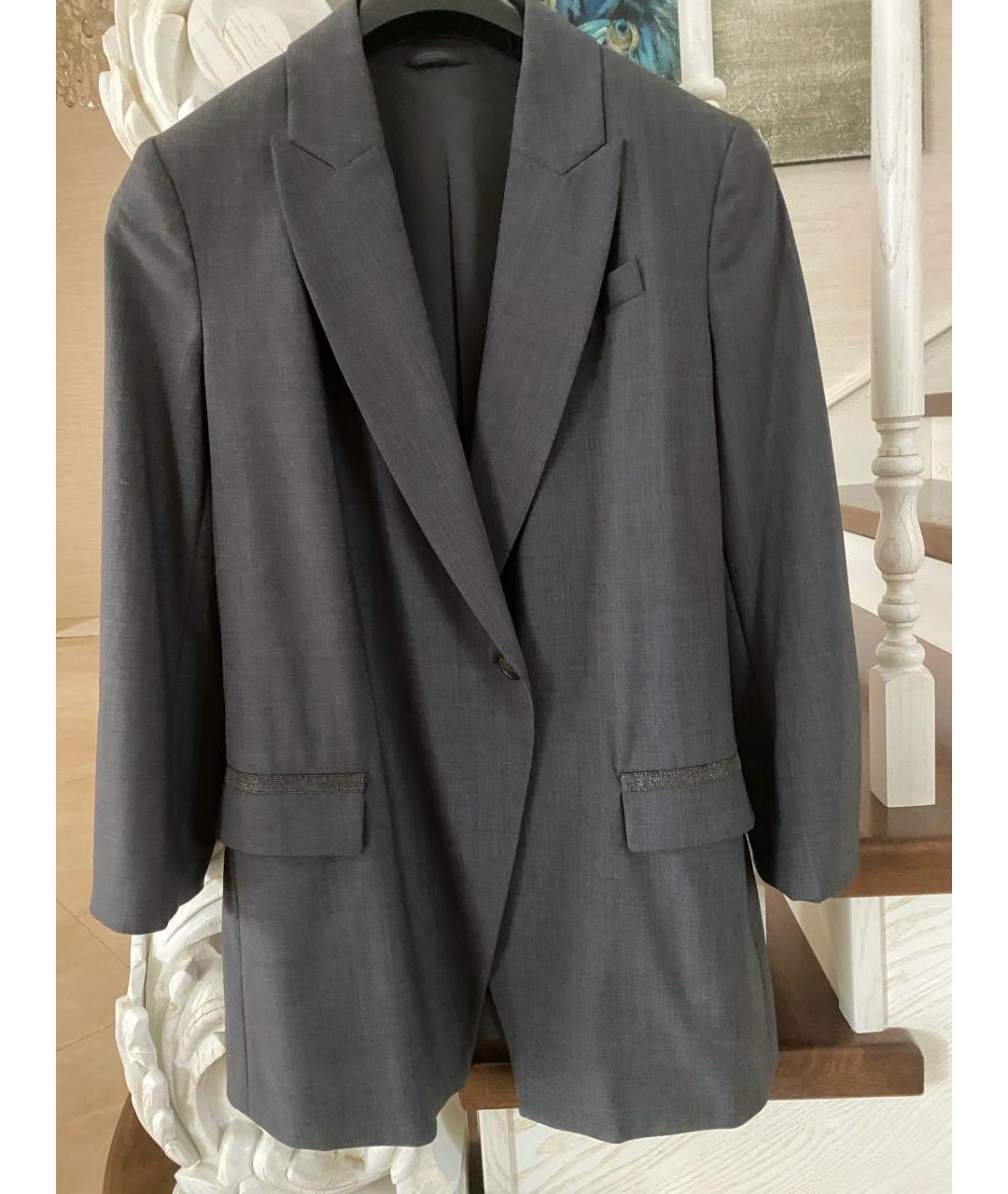BRUNELLO CUCINELLI Серый шерстяной жакет/пиджак, фото 7