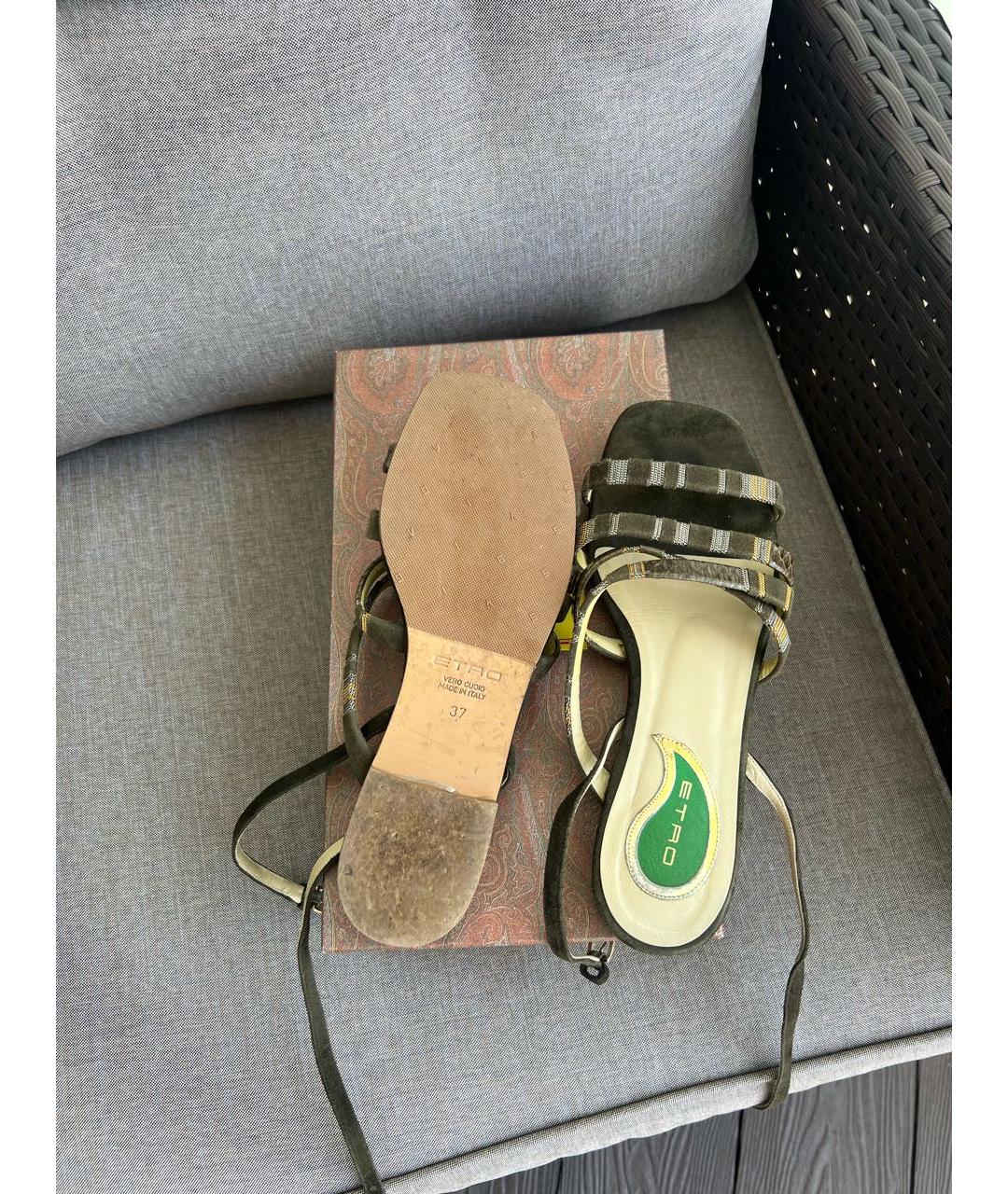 ETRO Хаки замшевые сандалии, фото 5