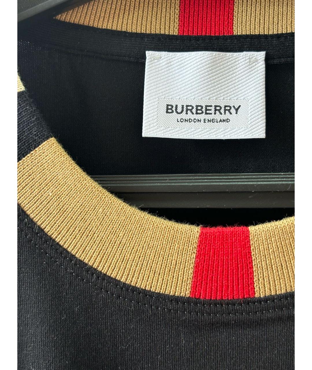 BURBERRY Черная хлопковая футболка, фото 4