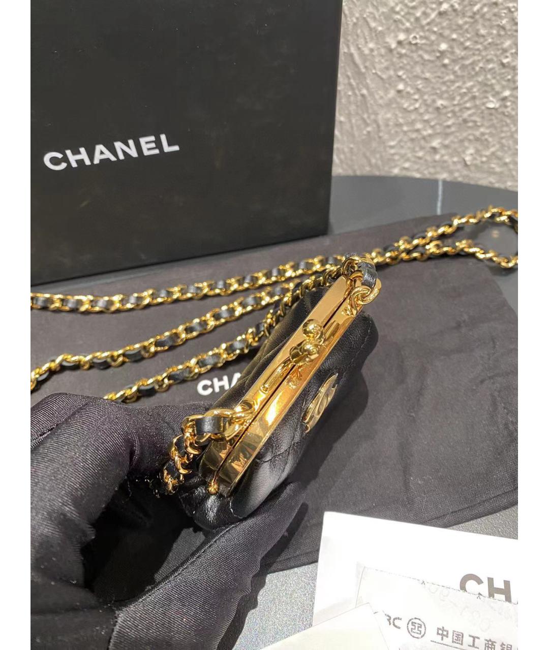 CHANEL Черный кожаный кошелек, фото 5