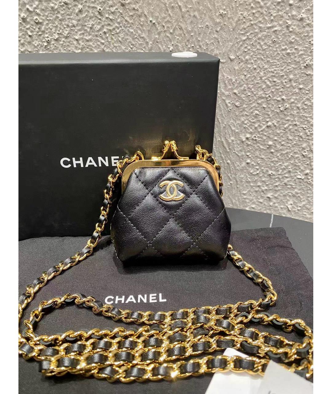 CHANEL Черный кожаный кошелек, фото 7