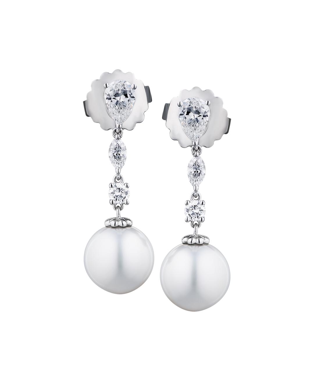 Mikimoto Белые серьги из белого золота, фото 1