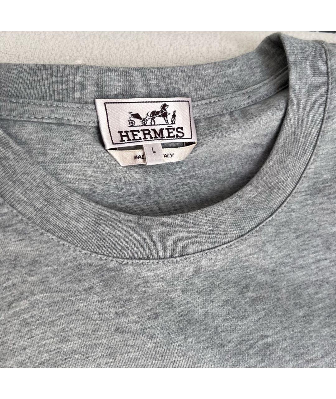 HERMES PRE-OWNED Серая хлопковая футболка, фото 4