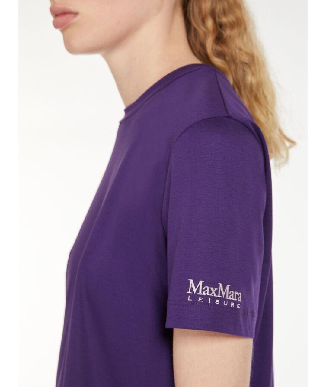 MAX MARA Фиолетовая вискозная футболка, фото 6