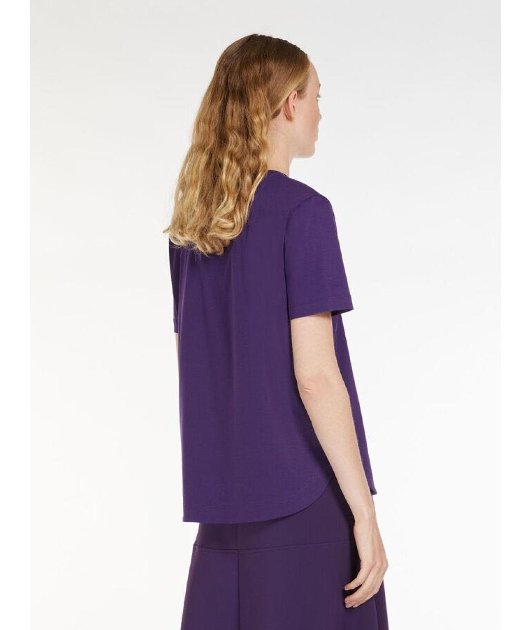 MAX MARA Фиолетовая вискозная футболка, фото 5