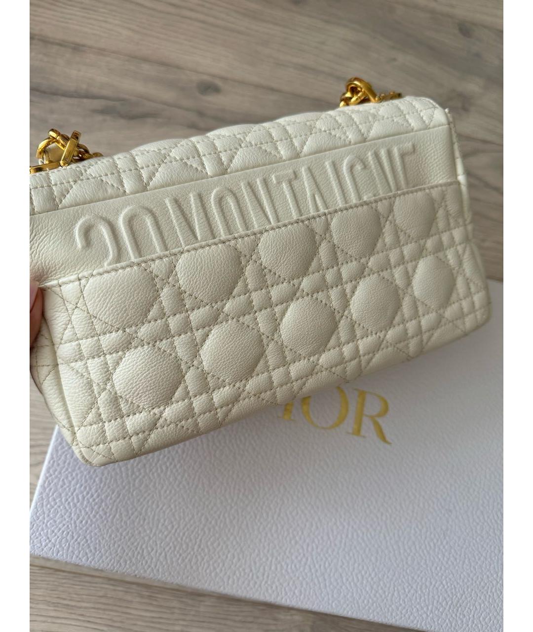 CHRISTIAN DIOR Белая кожаная сумка через плечо, фото 3